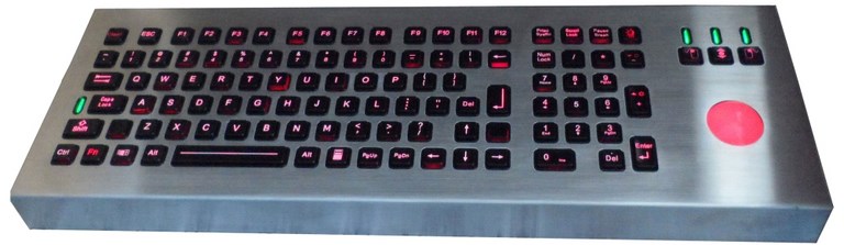 keyproline clavier industriel rétro-éclairé avec trackball m460-ctb-fn-dt